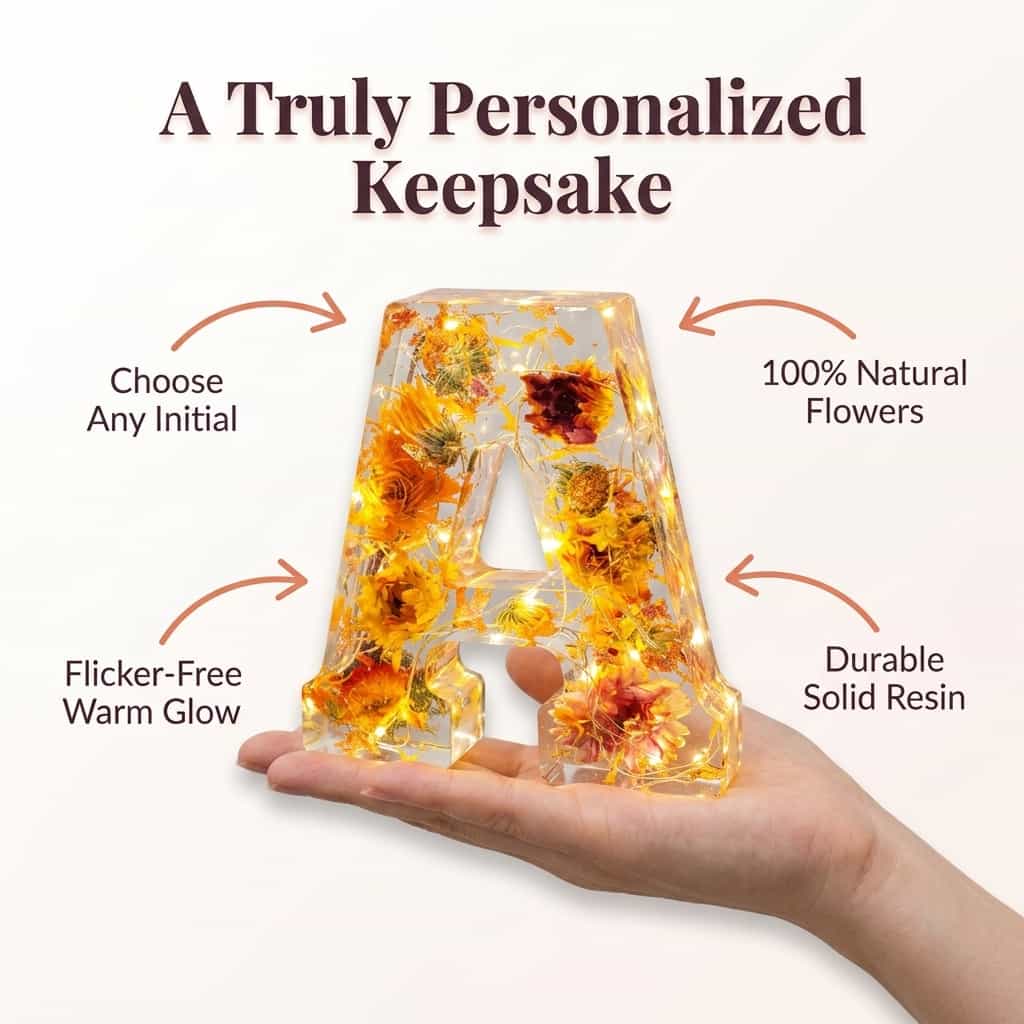 Real Flower Letter Lamp - Personalized Forever Keepsake