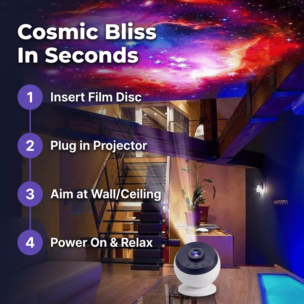 HD Galaxy Star Projector - Støjsvag drift for et fredeligt og beroligende sovemiljø
