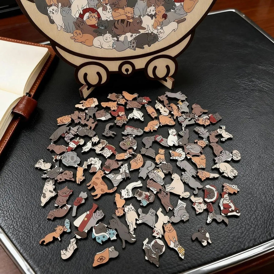 CatCraft™ – Prémiová dřevěná skládačka pro kočky, 135 dílků