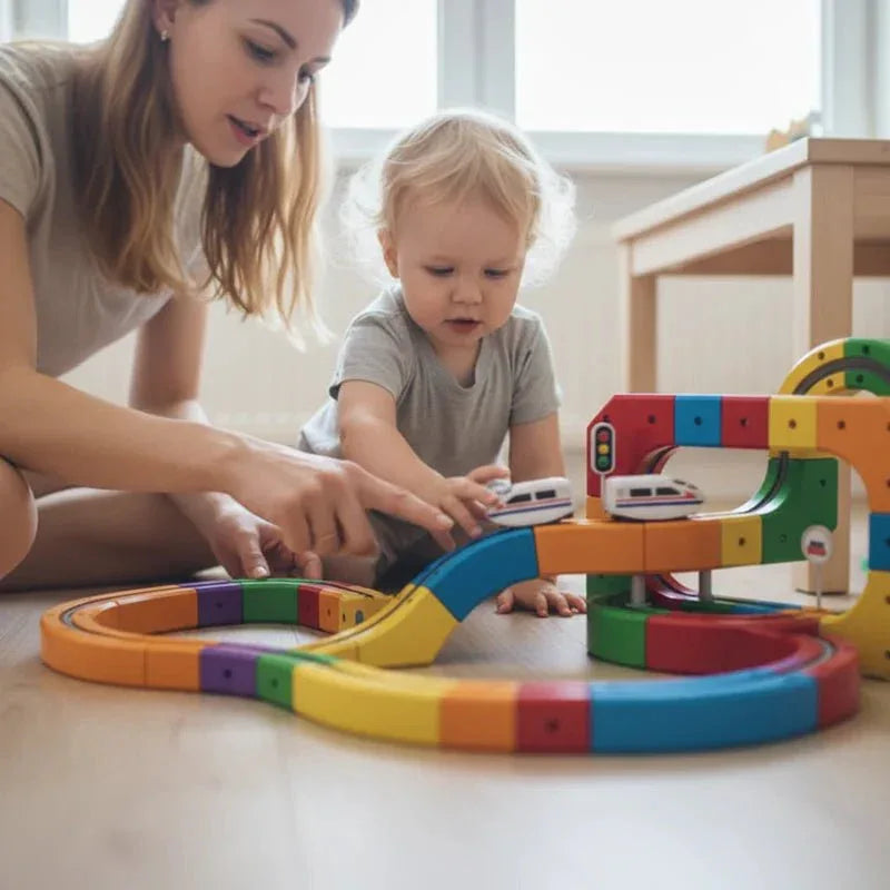 BuildLoop™ DIY Magnetic Train Track Set – Creative and active - Brinoa